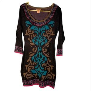 Flying Tomato size small bright colors 3/4 sleeve sweater dress